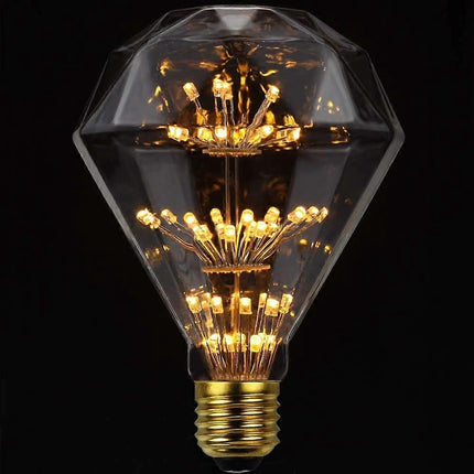 LED Vintage RGB Fireworks Light Bulb Glass E27 G95 Diamond.