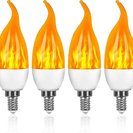 4 Pack E14 LED Flame Effect Bulbs 3 Modes Decorative Lights.