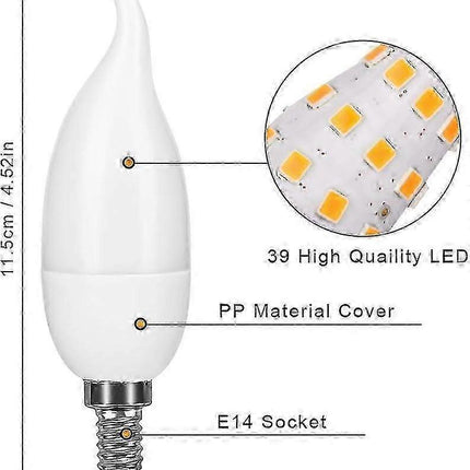 4 Pack E14 LED Flame Effect Bulbs 3 Modes Decorative Lights.