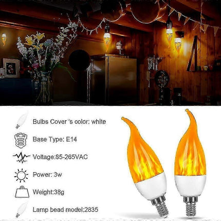 4 Pack E14 LED Flame Effect Bulbs 3 Modes Decorative Lights.