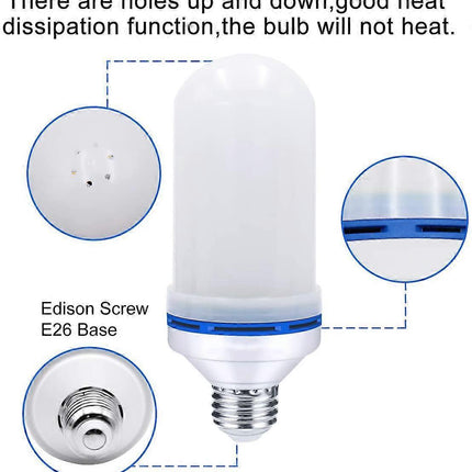 2pcs LED Flame Effect Bulbs 4 Modes E26 Gravity Sensor Flickering Lights.
