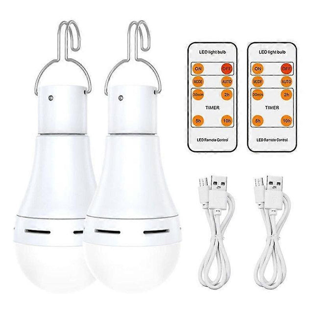 2pcs USB Rechargeable LED Bulbs Battery Backup Emergency Hanging Lights.