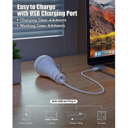 2pcs USB Rechargeable LED Bulbs Battery Backup Emergency Hanging Lights.