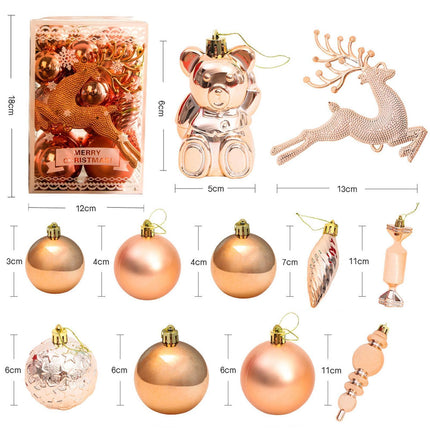 30Pcs Xmas Tree Balls Party Supplies-Rose Gold.