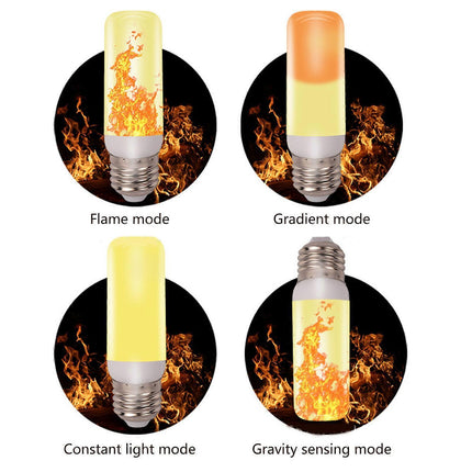LED Flame Effect Bulb E27 4 Modes Gravity Sensor Flickering Fire Lamp.