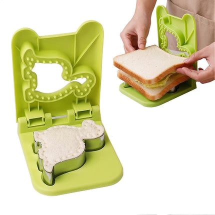 Sandwich Cutter and Sealer Green Sandwich Maker Moulds for Cookies Dough Pancakes.