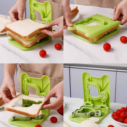 Sandwich Cutter and Sealer Green Sandwich Maker Moulds for Cookies Dough Pancakes.