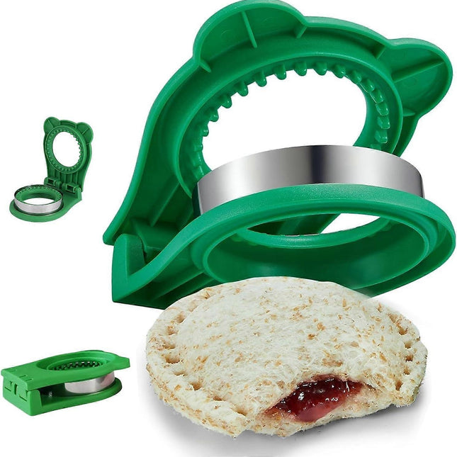 Green Sandwich Cutter and Sealer Stainless Steel Decruster Bread Maker for Babies.