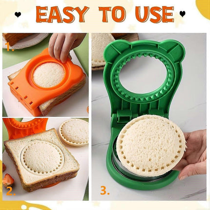 Green Sandwich Cutter and Sealer Stainless Steel Decruster Bread Maker for Babies.