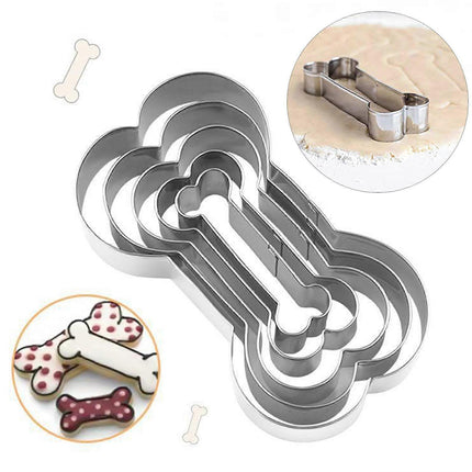 5pcs Stainless Steel Cookie Cutter Molds Dog Bone Sandwich Cutters Set.