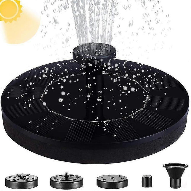 Solar Water Fountain with Nozzles Outdoor Garden Decor.