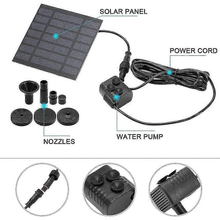 Circle Solar Fountain Pump with 6 Nozzles Water Feature.