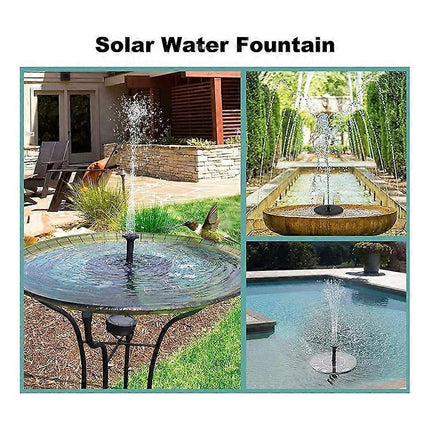 6.3in Solar Fountain Pump with 6 Nozzles for Bird Bath Garden.