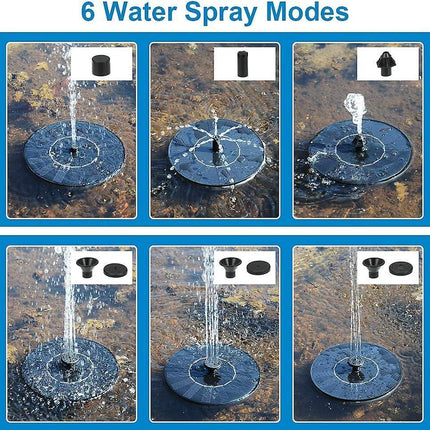 1.4W Solar Fountain Pump with 6 Spray Styles Garden Water Feature.