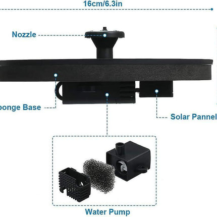 1.4W Solar Fountain Pump with 6 Spray Styles Garden Water Feature.