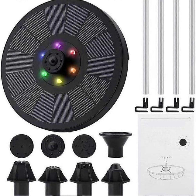 Solar Water Fountain with LED Lights Bird Bath Garden Pump.