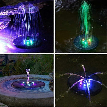 Solar Water Fountain with LED Lights Bird Bath Garden Pump.