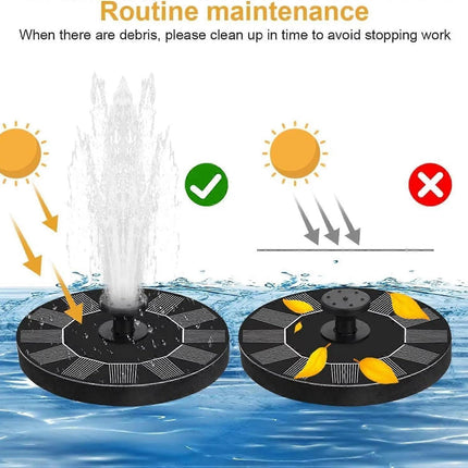 1.2W Floating Solar Fountain Pump with 6 Nozzles 30-40cm Spray.