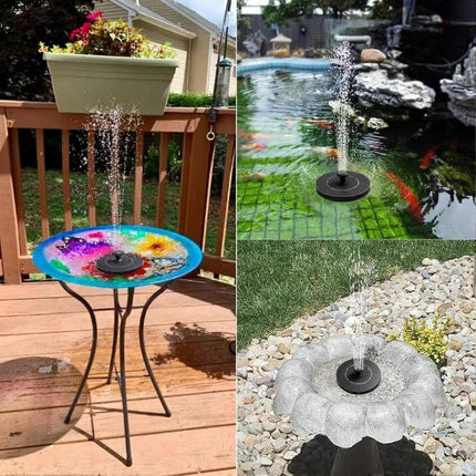 1.2W Floating Solar Fountain Pump with 6 Nozzles 30-40cm Spray.