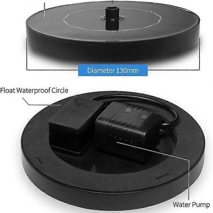 1.2W Floating Solar Fountain Pump with 6 Nozzles 30-40cm Spray.