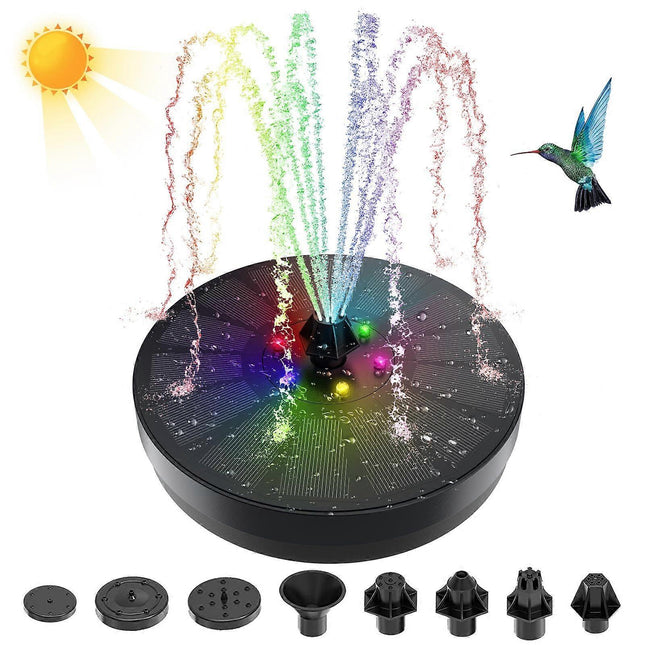 Solar Water Fountain with 8 Jet Lights Floating Solar Pump.
