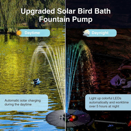 Solar Water Fountain with 8 Jet Lights Floating Solar Pump.
