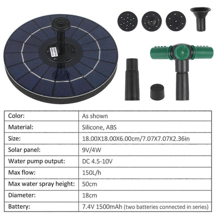 Solar Fountain Disc Pump Bird Bath Solar Water Fountain.