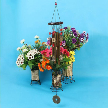 Metal Pipes Bell Copper Coin Wind Chime Ornament Garden Balcony Hanging Decor.