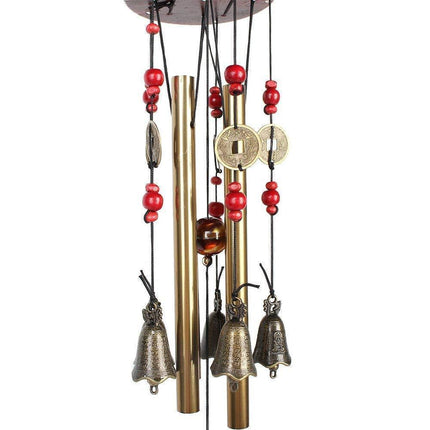 Metal Pipes Bell Copper Coin Wind Chime Ornament Garden Balcony Hanging Decor.