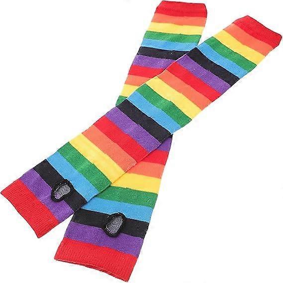 Rainbow Stripe Cooling Arm Sleeves UV Protection Sunblock Running.