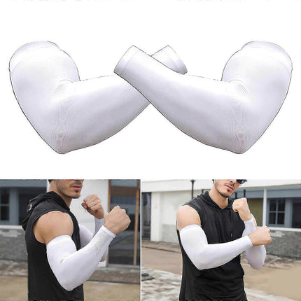 Large Size Cooling Arm Sleeves UV Protection Fishing Sports White.