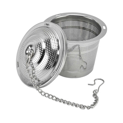Barrel Shaped Stainless Steel Tea Strainer Infuser with Saucer 6.5cm.