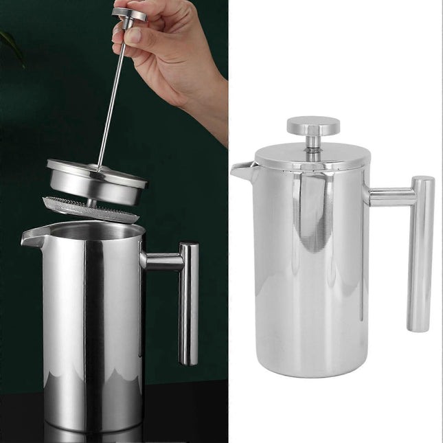 1000ml Stainless Steel Double Layer French Press Coffee Pot for Home Travel.