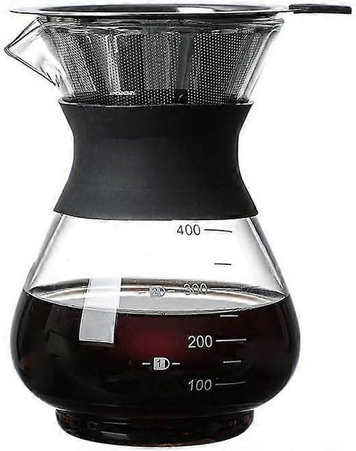 400ml Inverted Glass Coffee Maker with Stainless Steel Filter Manual Dripper.