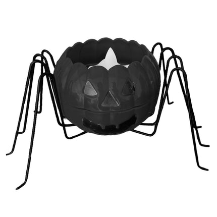 Eye-catching Candle Holder Spider Shape Iron Halloween Themed Candle Container for Home-Black.