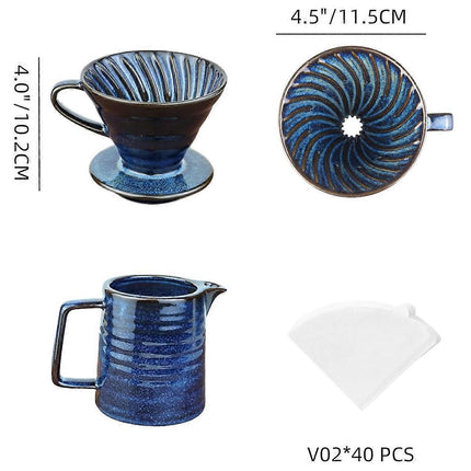 Pour Over Coffee Maker Ceramic Coffee Pot with 40 Paper Filters.