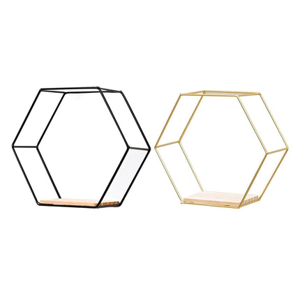 Nordic Hexagonal Iron Stand Small Pot Wall Holder Home Shelf Storage Holder-Golden M.
