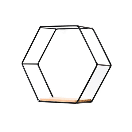 Nordic Hexagonal Iron Stand Small Pot Wall Holder Home Shelf Storage Holder-Golden M.