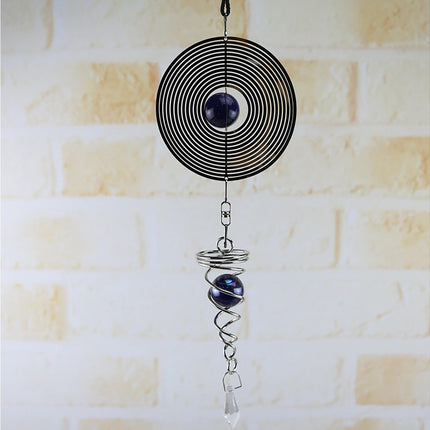 Square Rhombus Rotating Metal Spiral Tail Ball Wind Chime Pendant Home Decor- A.