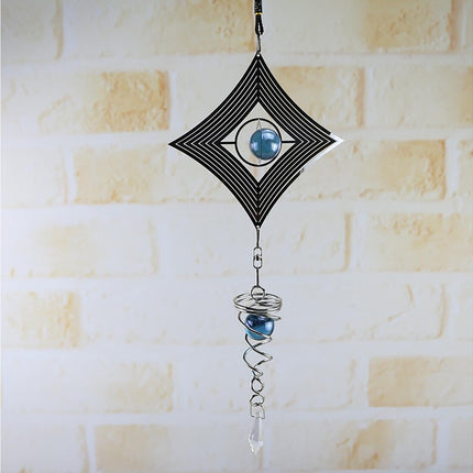 Square Rhombus Rotating Metal Spiral Tail Ball Wind Chime Pendant Home Decor- A.