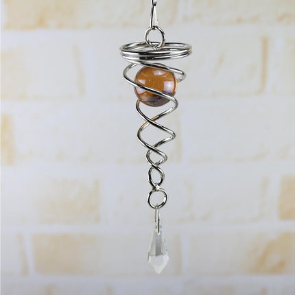 Square Rhombus Rotating Metal Spiral Tail Ball Wind Chime Pendant Home Decor- A.