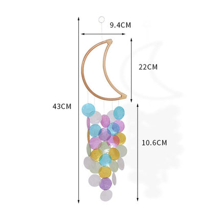 Wooden Moon Shape Wind Chime-Multicolor.