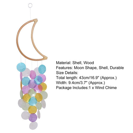 Wooden Moon Shape Wind Chime-Multicolor.