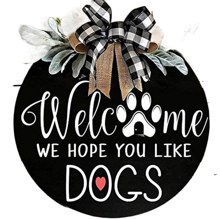Door Sign Long Lasting Multifunctional Round Welcome Hanging Home Sign for Home-Black.