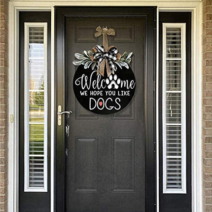 Door Sign Long Lasting Multifunctional Round Welcome Hanging Home Sign for Home-Black.