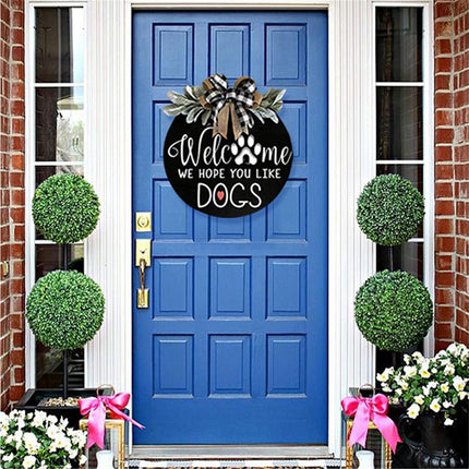 Door Sign Long Lasting Multifunctional Round Welcome Hanging Home Sign for Home-Black.