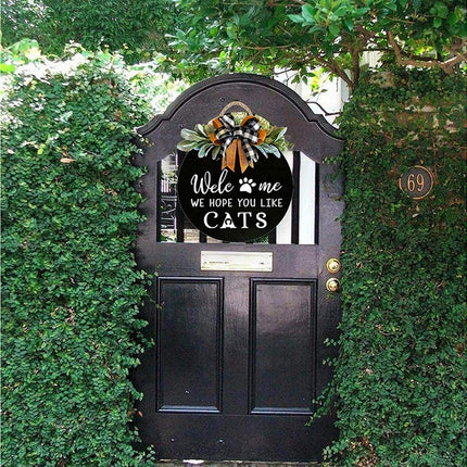 Door Sign Long Lasting Multifunctional Round Welcome Hanging Home Sign for Home-Black.