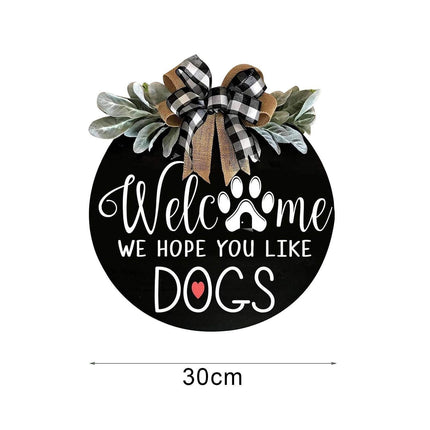 Door Sign Long Lasting Multifunctional Round Welcome Hanging Home Sign for Home-Black.