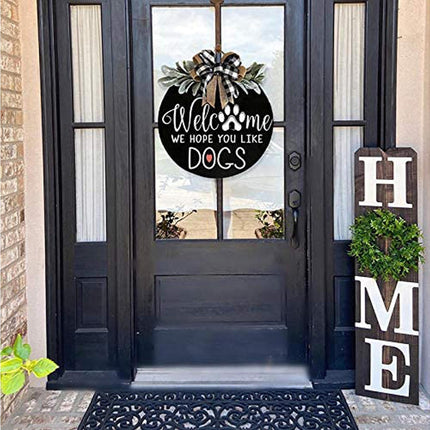 Door Sign Long Lasting Multifunctional Round Welcome Hanging Home Sign for Home-Black.