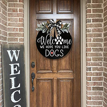 Door Sign Long Lasting Multifunctional Round Welcome Hanging Home Sign for Home-Black.